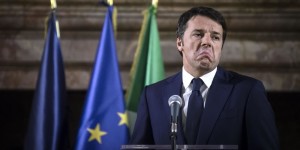 Italian Prime Minister Matteo Renzi during the meeting with French Ambassador in Italy, Catherine Colonna (not seen), at Farnese Palace in Rome, Italy, 07 January 2015. ANSA/ANGELO CARCONI